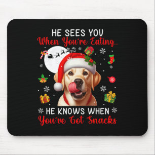Er sieht, wenn Sie Snacks essen Xmas Labrador Re Mousepad