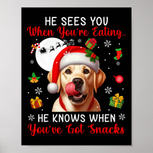 Er sieht, wenn Sie Snacks essen Xmas Labrador Re Poster