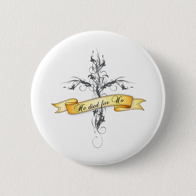 Er starb für uns Blumenkreuz Button (Vorderseite)