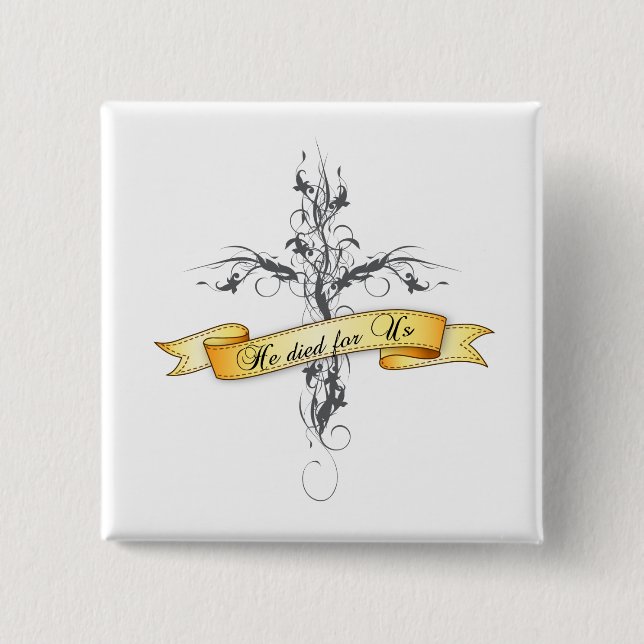 Er starb für uns Blumenkreuz Button (Vorderseite)
