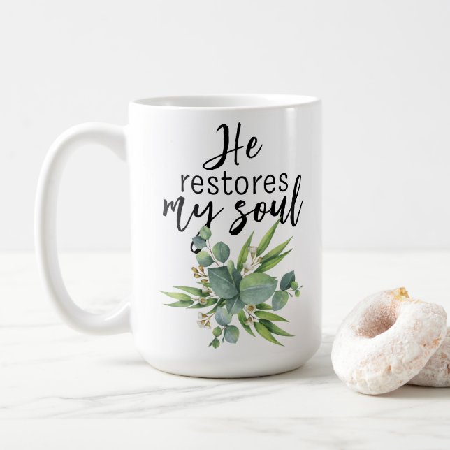 Er stellt mein Soul wieder her Kaffeetasse (Mit Donut)