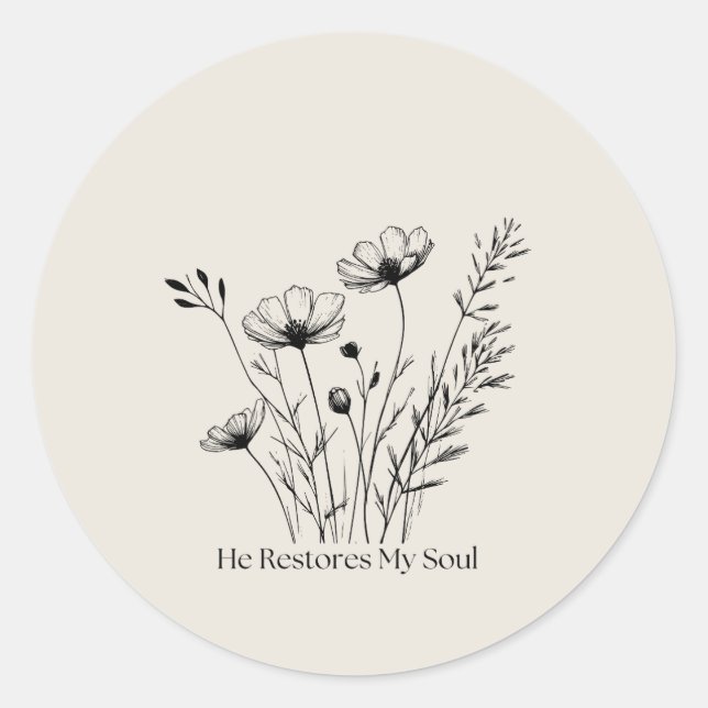 Er stellt mein Soul wieder Minimalistisch her Runder Aufkleber (Vorderseite)