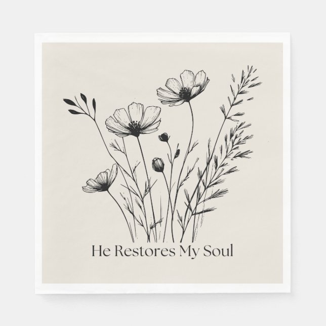 Er stellt mein Soul wieder Minimalistisch her Serviette (Vorderseite)