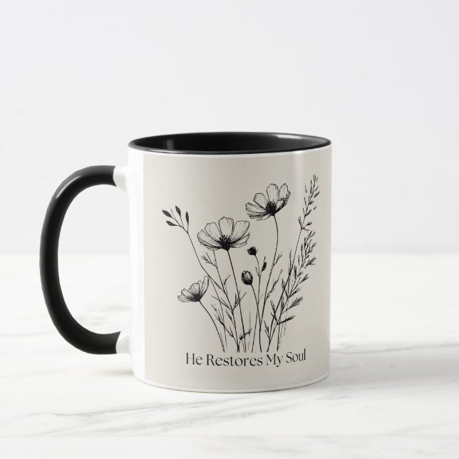 Er stellt mein Soul wieder Minimalistisch her Tasse (Links)