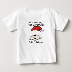 Ęr T-shirt personnalisé de Noël de bébé blanc