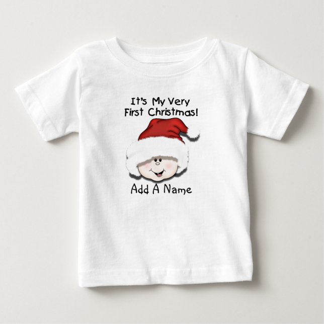 Ęr T-shirt personnalisé de Noël de bébé blanc (Devant)
