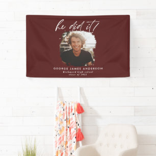 Er tat es kohlegeometrisches Foto Abschluss Verbot Banner