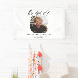 Er tat es kohlegeometrisches Foto Abschluss Verbot Banner