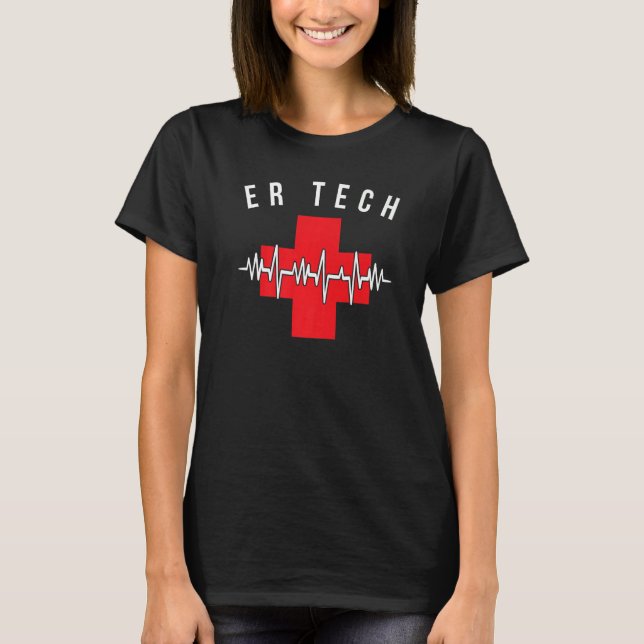 Er Techniker Heartbeat Tech T-Shirt (Vorderseite)