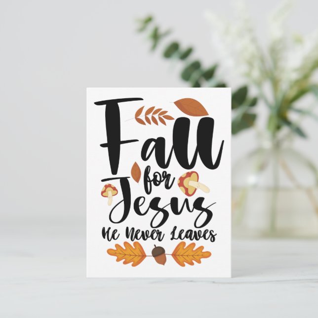 Er Verlasse nie Erntedank Christus für Jesus herun Postkarte (Stehend Vorderseite)