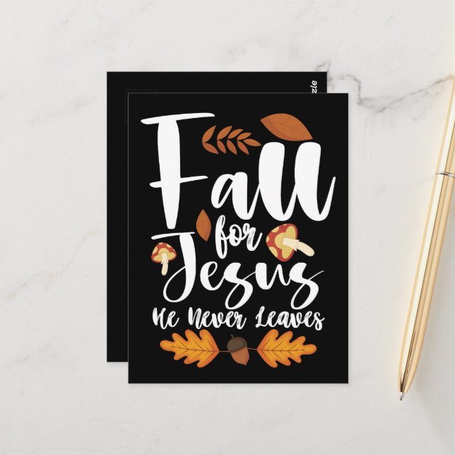 Er Verlasse nie Erntedank Christus für Jesus herun Postkarte (Vorderseite/Rückseite Beispiel)