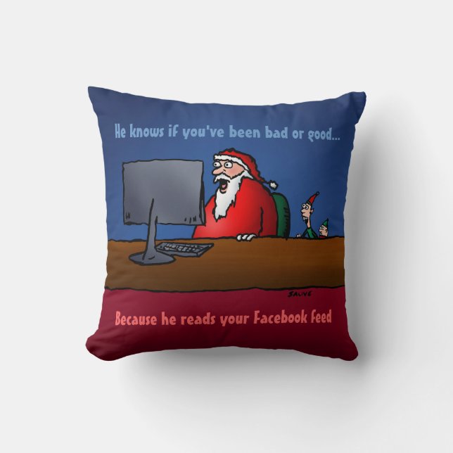 Er weiß - Funny Santa Social Media Kissen (Vorderseite)