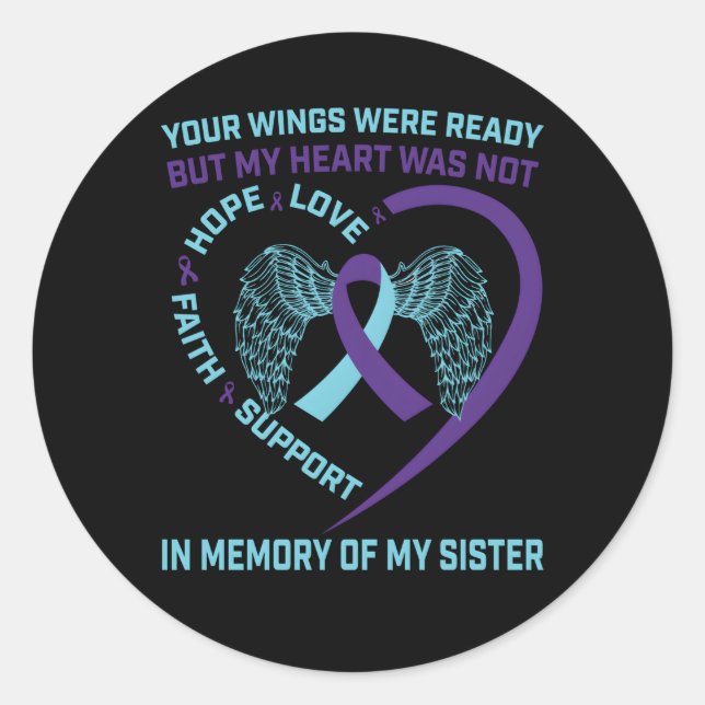 Er wings Ribbon Hope Suicide Awareness Prevention Runder Aufkleber (Vorderseite)