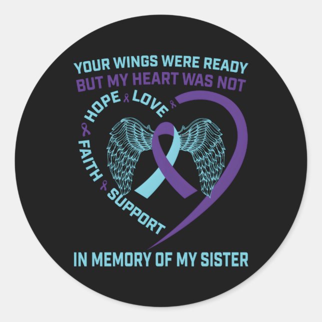 Er wings Ribbon Hope Suicide Awareness Prevention Runder Aufkleber (Vorderseite)