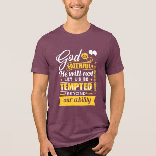 Er wird dich nicht versuchen lassen – Bibelvers Tri-Blend Shirt