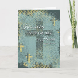 Er wird gestiegen! Ostern-Kreuz u. Bibel-Vers auf Feiertagskarte