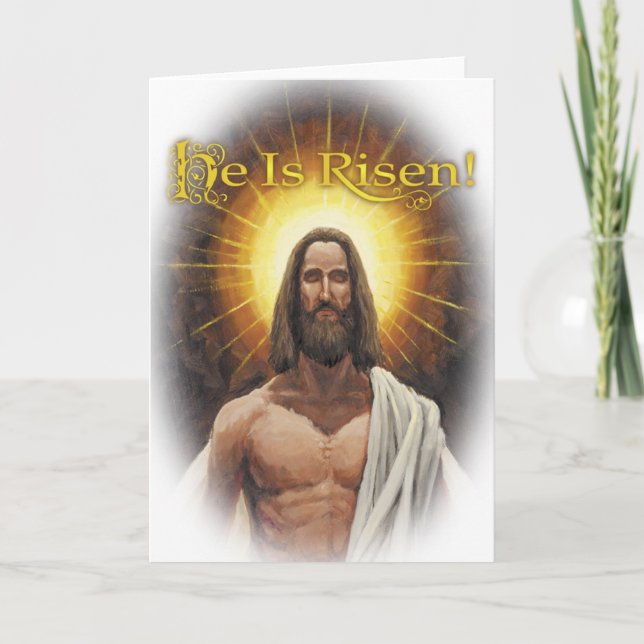 Er wird gestiegen! Porträt von Karte Jesuss Ostern (Vorderseite)