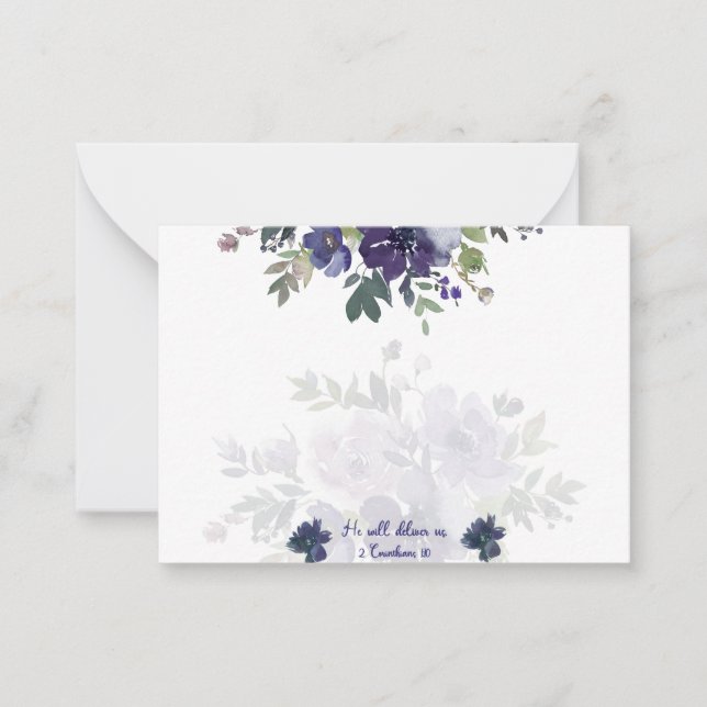 Er wird uns, lila Aquarellfarbenflorentafel liefer Mitteilungskarte (Vorderseite)