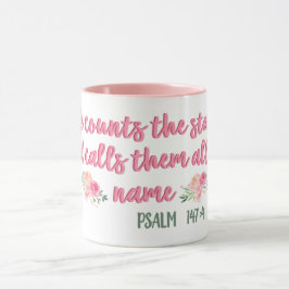Er zählt die Sternenschrift // Bibelverse Tasse