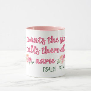 Er zählt die Sternenschrift // Bibelverse Tasse