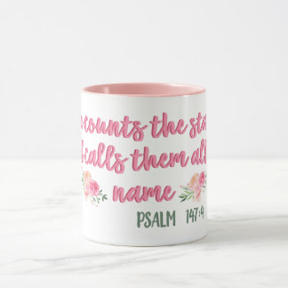 Er zählt die Sternenschrift // Bibelverse Tasse