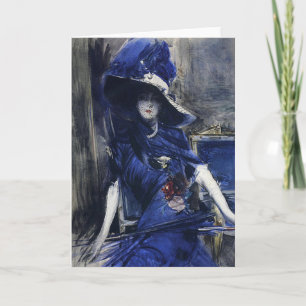 Erahnen Sie in der blauen Gruß-Karte Karte