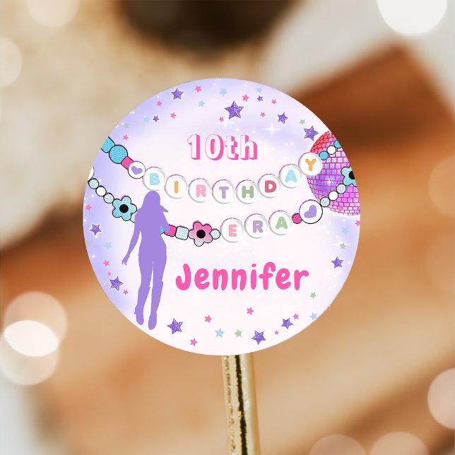 Eras Birthday Party Friendship Bracelet Runder Aufkleber (Von Creator hochgeladen)