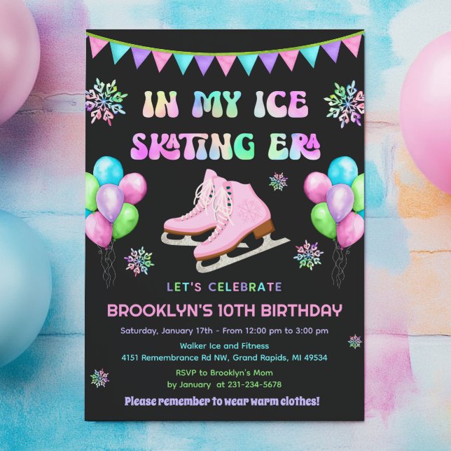 Eras Ice Skating Birthday Invitation Einladung (Eras Ice Skating Birthday Invitation)