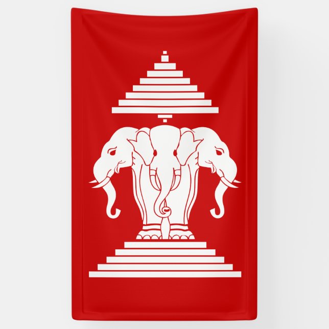 Erawan drei ging ElefantLao/Laos-Flagge voran Banner (Vertikal)