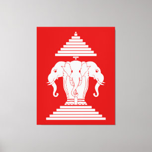 Erawan drei ging ElefantLao/Laos-Flagge voran Leinwanddruck