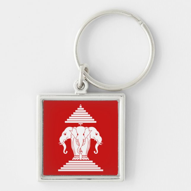 Erawan drei ging ElefantLao/Laos-Flagge voran Schlüsselanhänger (Vorne)