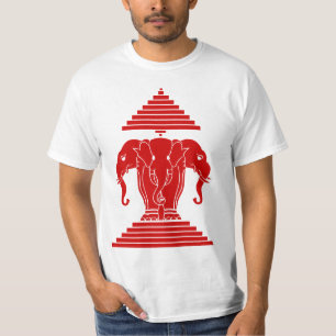Erawan drei ging ElefantLao/Laos-Flagge voran T-Shirt