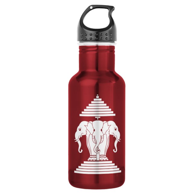Erawan drei ging ElefantLao/Laos-Flagge voran Trinkflasche (Vorderseite)