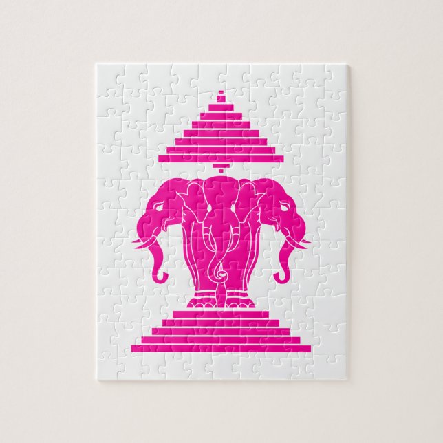 Erawan Pink Three Headed Elephant Lao / Laos Flag (Vertikal)