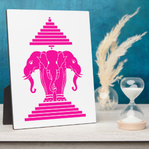 Erawan Pink Three Headed Elephant Lao / Laos Flag Fotoplatte