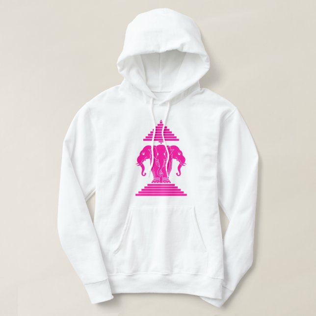 Erawan Pink Three Headed Elephant Lao / Laos Flag Hoodie (Design vorne)