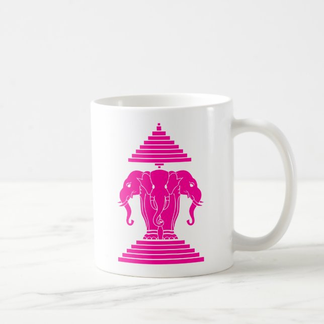 Erawan Pink Three Headed Elephant Lao / Laos Flag Kaffeetasse (Rechts)