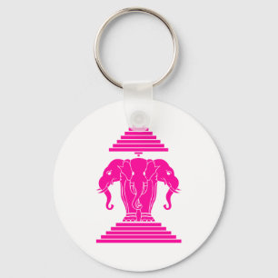 Erawan Pink Three Headed Elephant Lao / Laos Flag Schlüsselanhänger