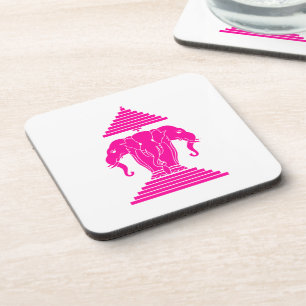 Erawan Pink Three Headed Elephant Lao / Laos Flag Untersetzer