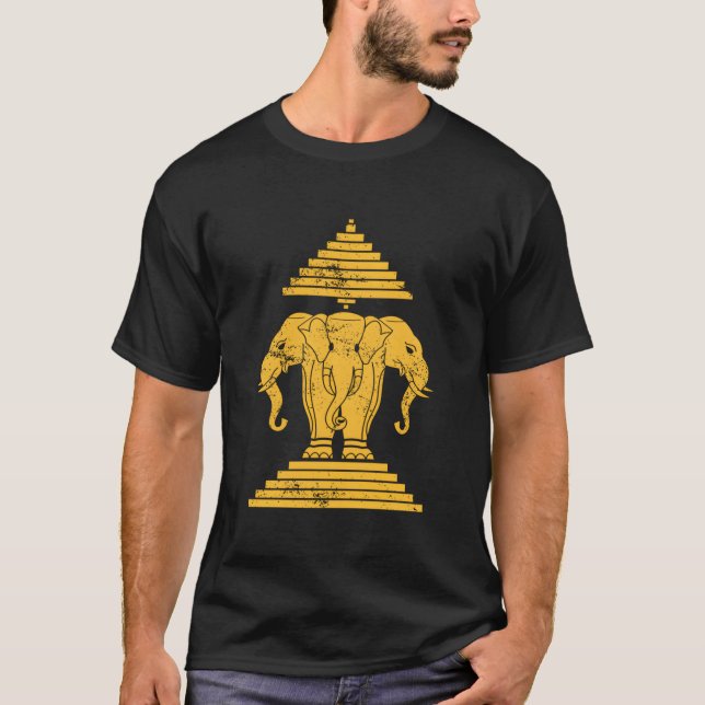 Erawan Sabaidi Greeting 3 Headed Elephant Kingdom  T-Shirt (Vorderseite)