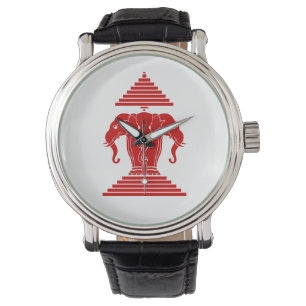 Erawan Three Headed Elephant Lao / Laos Flag Armbanduhr