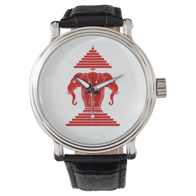 Erawan Three Headed Elephant Lao / Laos Flag Armbanduhr (Vorderseite)