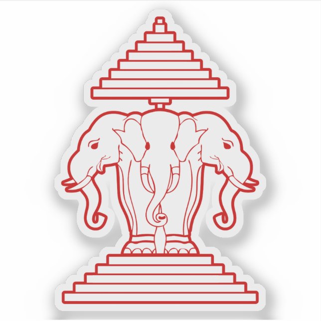 Erawan Three Headed Elephant Lao / Laos Flag Aufkleber (Vorderseite)