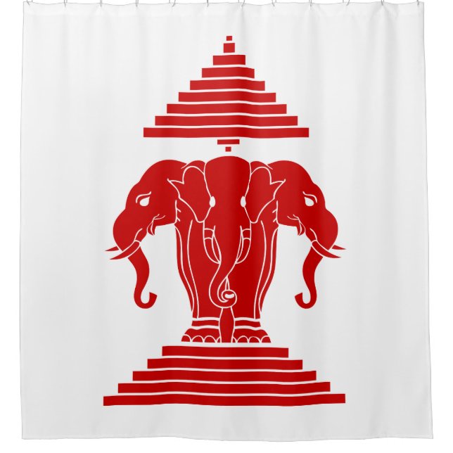 Erawan Three Headed Elephant Lao / Laos Flag Duschvorhang (Vorderseite)