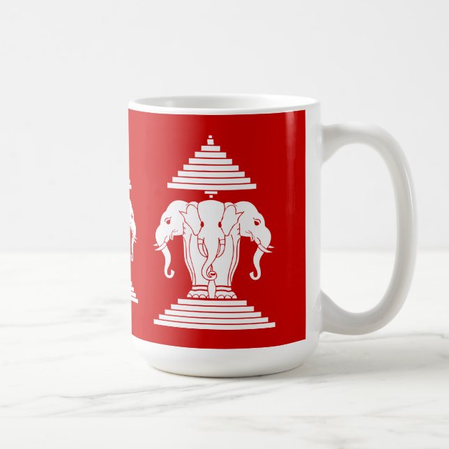 Erawan Three Headed Elephant Lao / Laos Flag Kaffeetasse (Rechts)