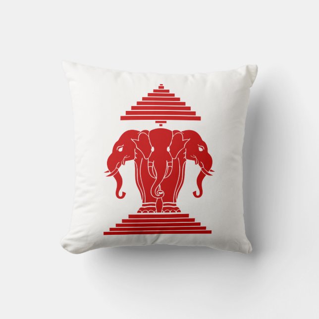 Erawan Three Headed Elephant Lao / Laos Flag Kissen (Vorderseite)