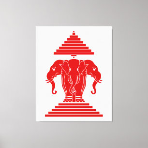 Erawan Three Headed Elephant Lao / Laos Flag Leinwanddruck