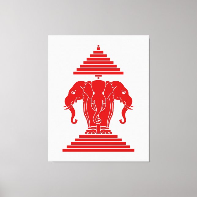 Erawan Three Headed Elephant Lao / Laos Flag Leinwanddruck (Vorderseite)