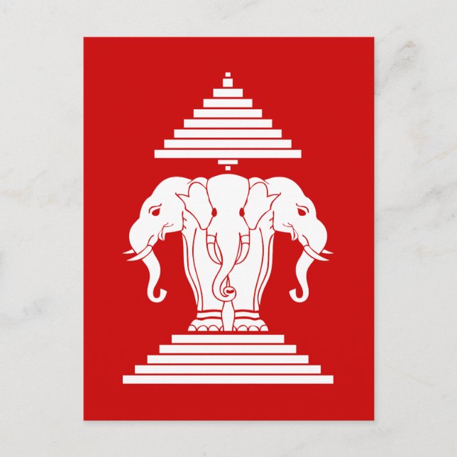 Erawan Three Headed Elephant Lao / Laos Flag Postkarte (Vorderseite)