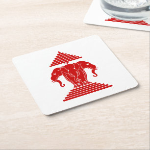 Erawan Three Headed Elephant Lao / Laos Flag Rechteckiger Pappuntersetzer
